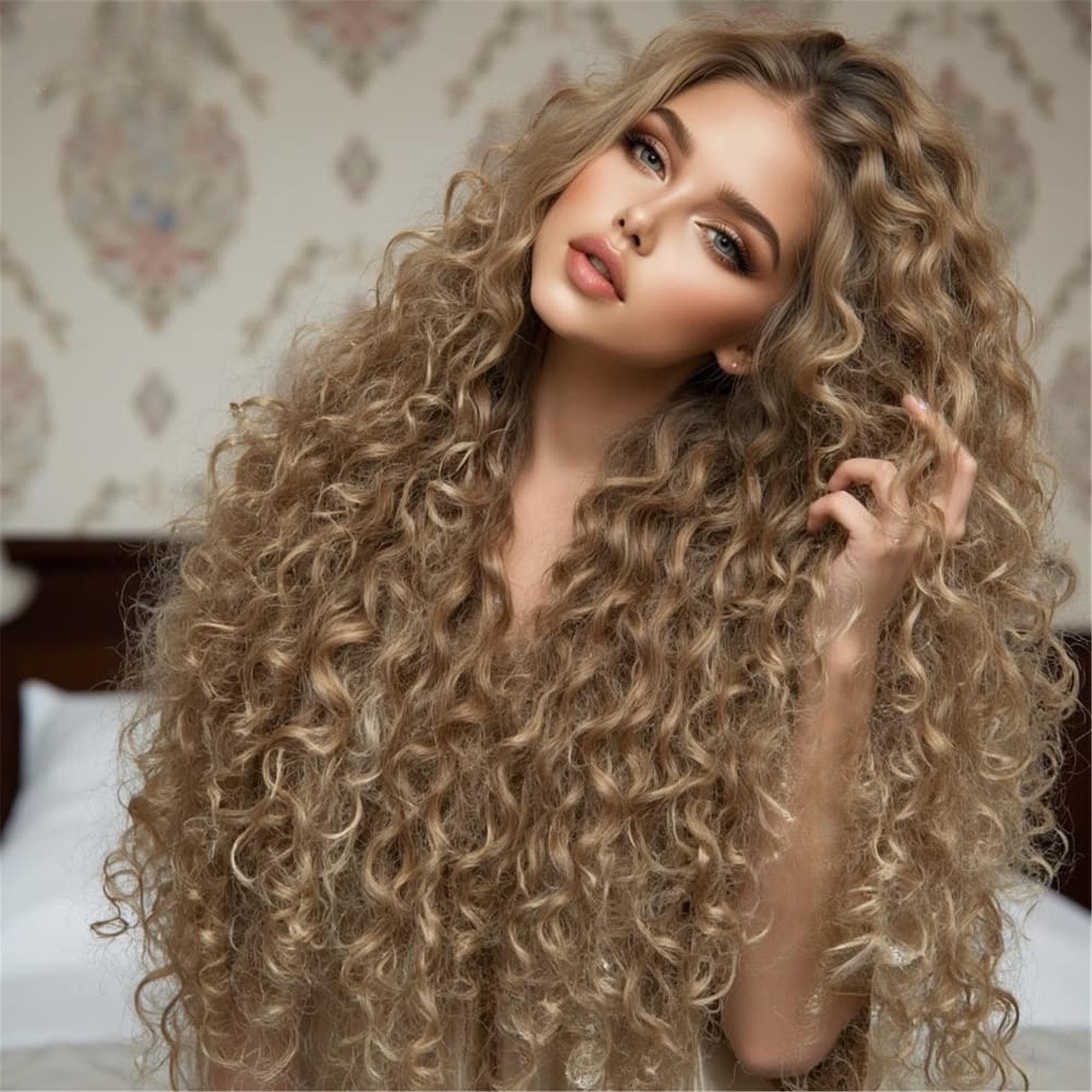 Glueless Pre-Plucked HD 13x4 Lace Front Wig Ombre Honey Blonde to Blonde/Balayage Curly Wave Human Hair 24-26 inches!! - Thumbnail 2