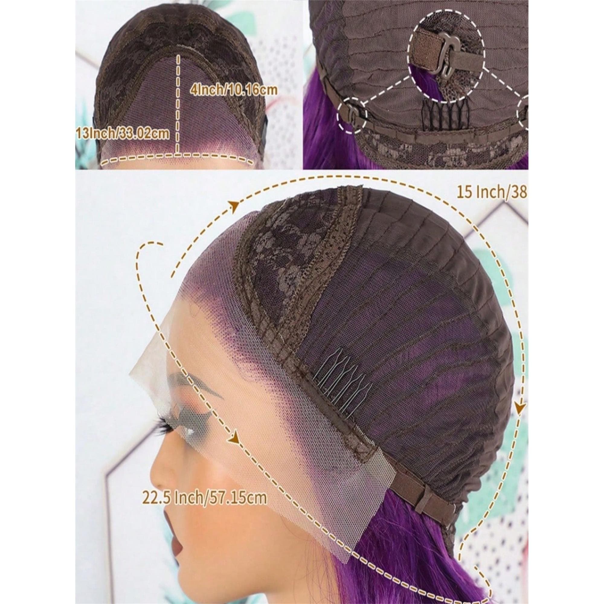 Dark Purple 13x4 HD Transparent Body Wave Lace Front Wigs Human Hair 250 Density Lace Closure Wigs Human Hair Pre Plucked 22-24 inches!! - Thumbnail 5