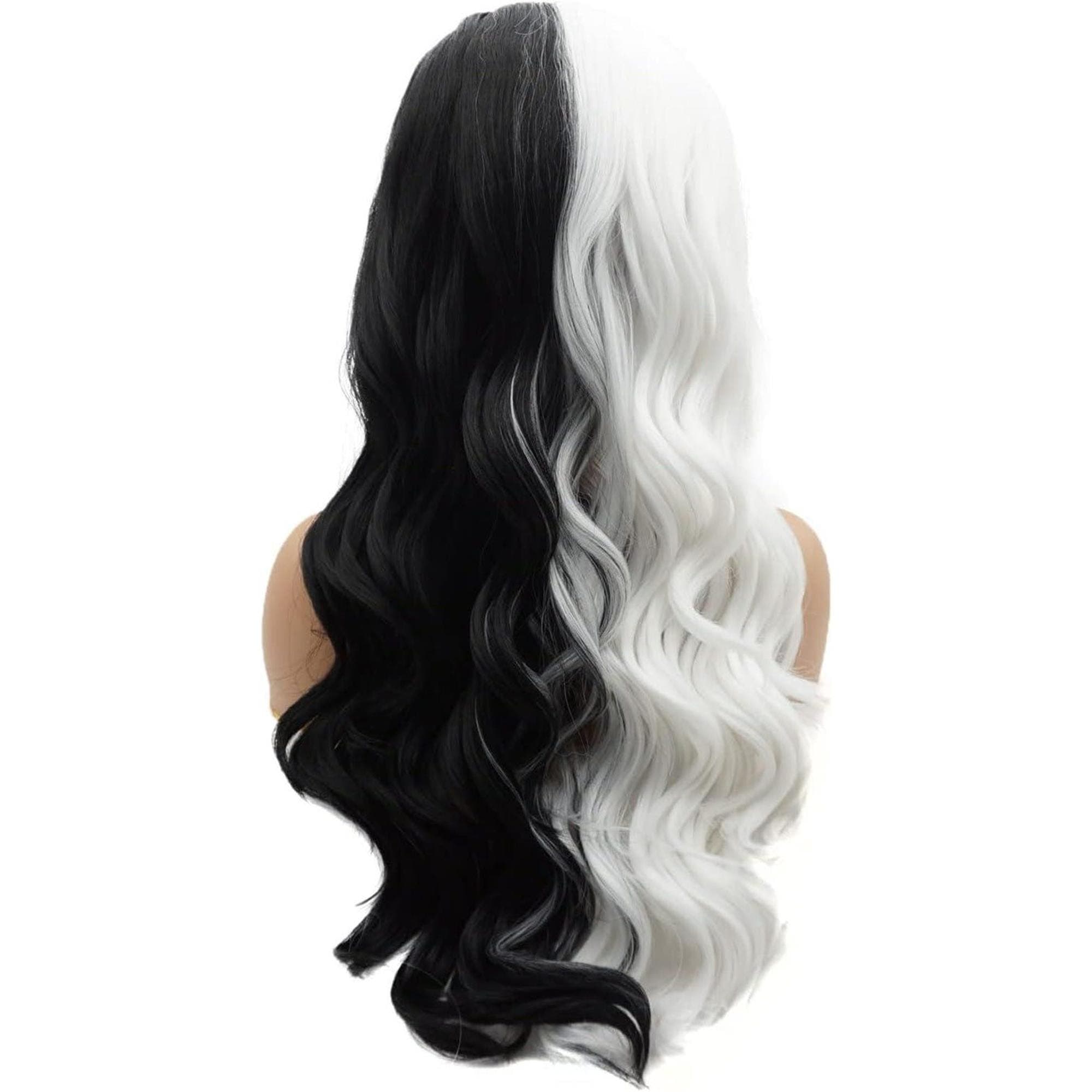 Black White Cruella Lace Front Wig - Thumbnail 2
