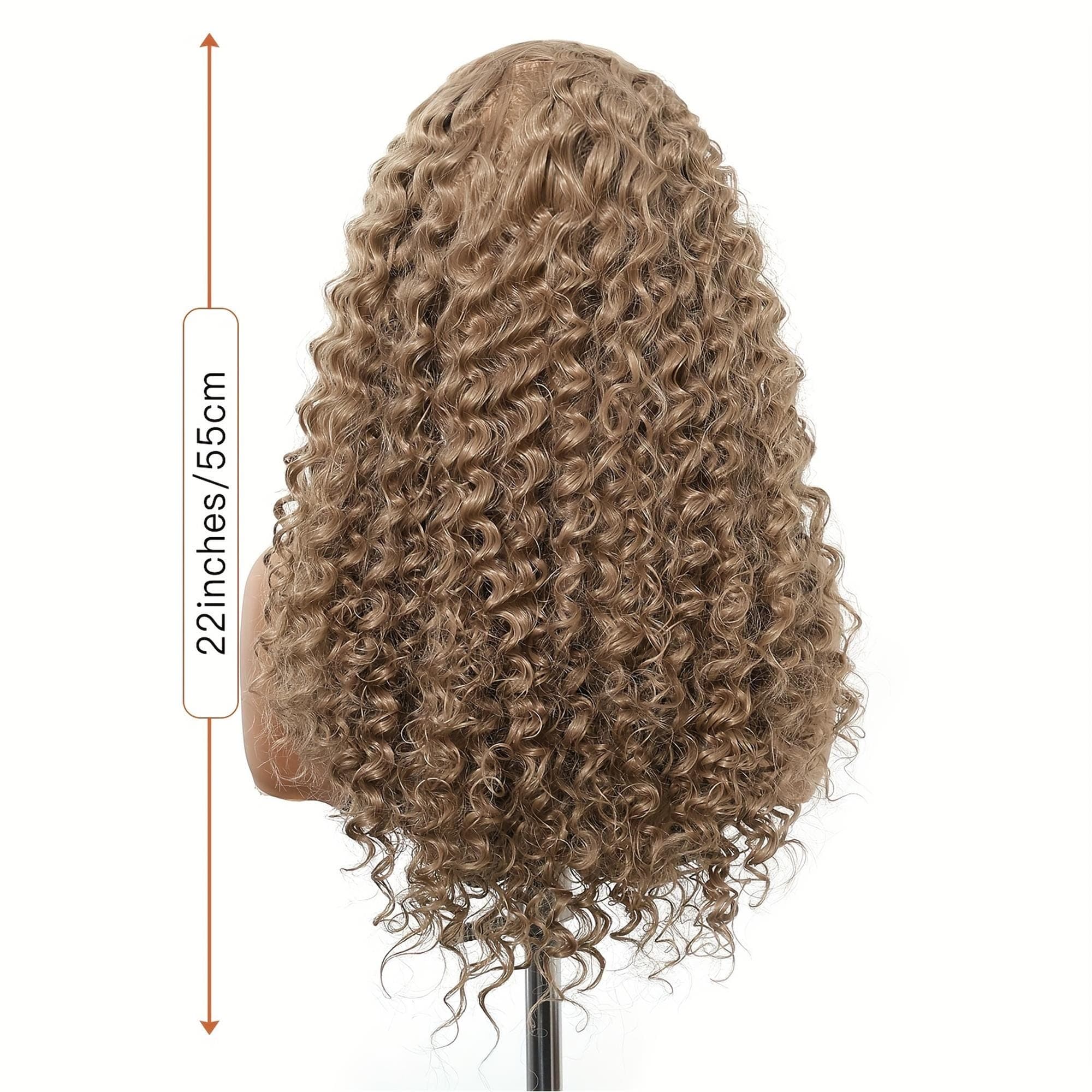 13x4 HD Transparent Lace Front Wig 22 Inch Golden Blonde Curly Wave - Glueless Pre-Plucked 150% Density Breathable - Thumbnail 6