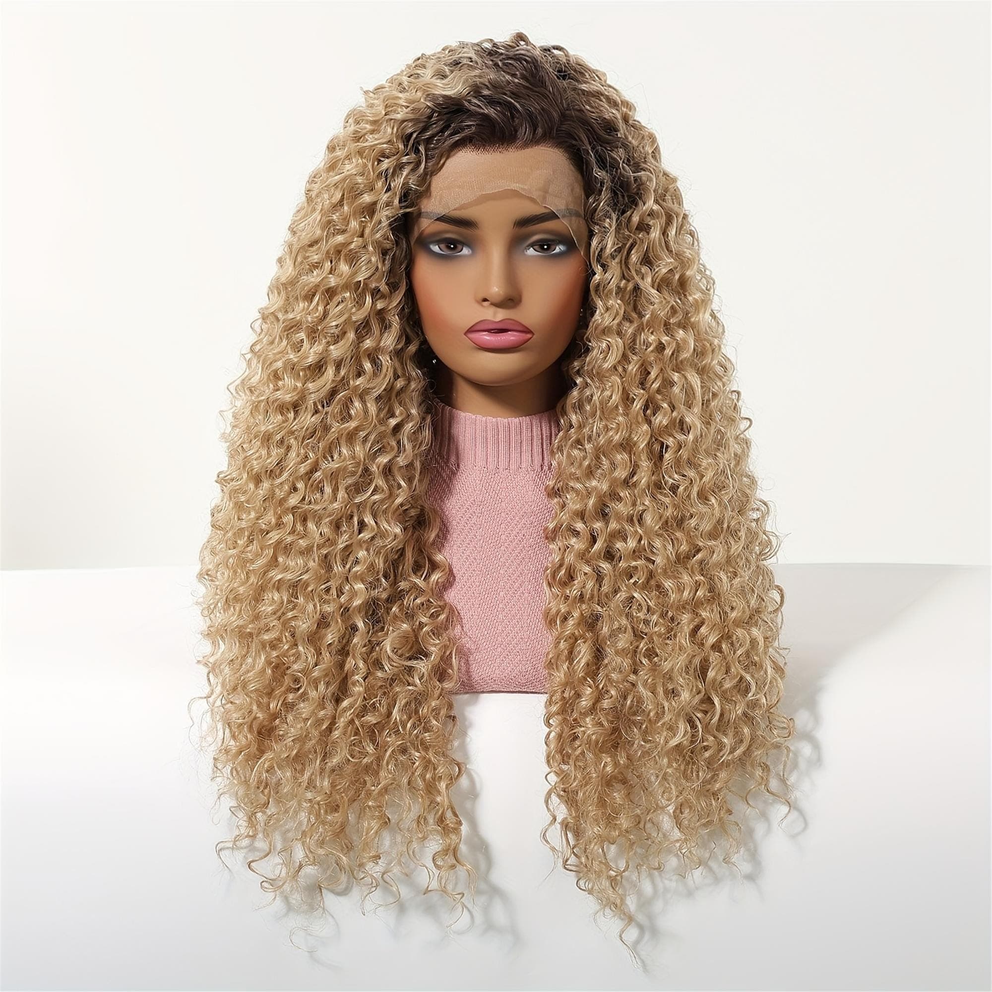 13xGlueless 4 HD Transparent Lace Front Wig with Deep Golden Curly Wave - 26Inch Pre-Plucked - Thumbnail 6