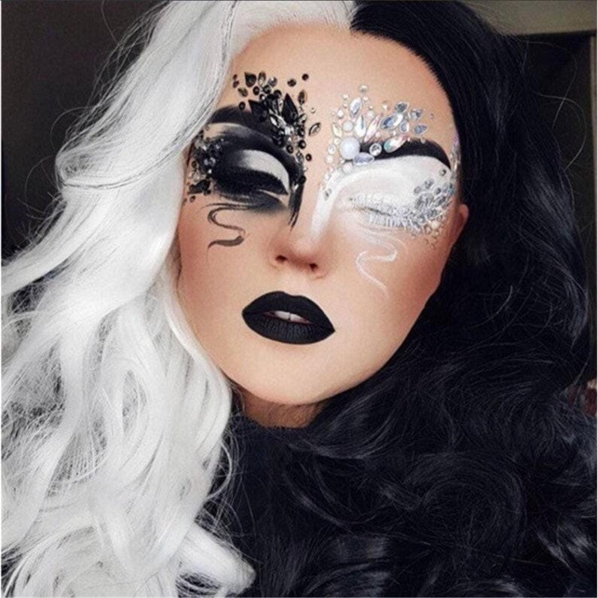 Black White Cruella Lace Front Wig
