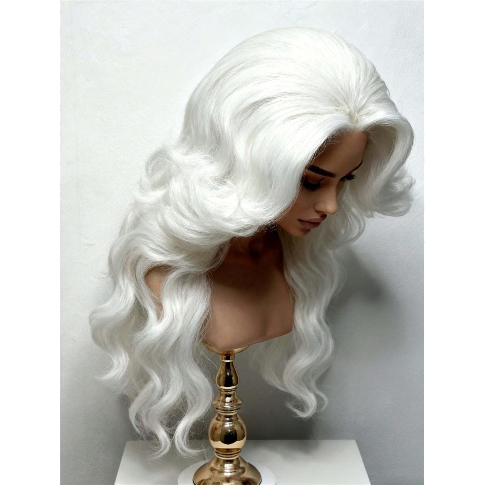 White Platinum Blonde 13x4 HD Transparent Body Wave Lace Front Wigs Human Hair Pre Plucked With Baby Hair Brazilian Remy Water 24 inches! - Thumbnail 5