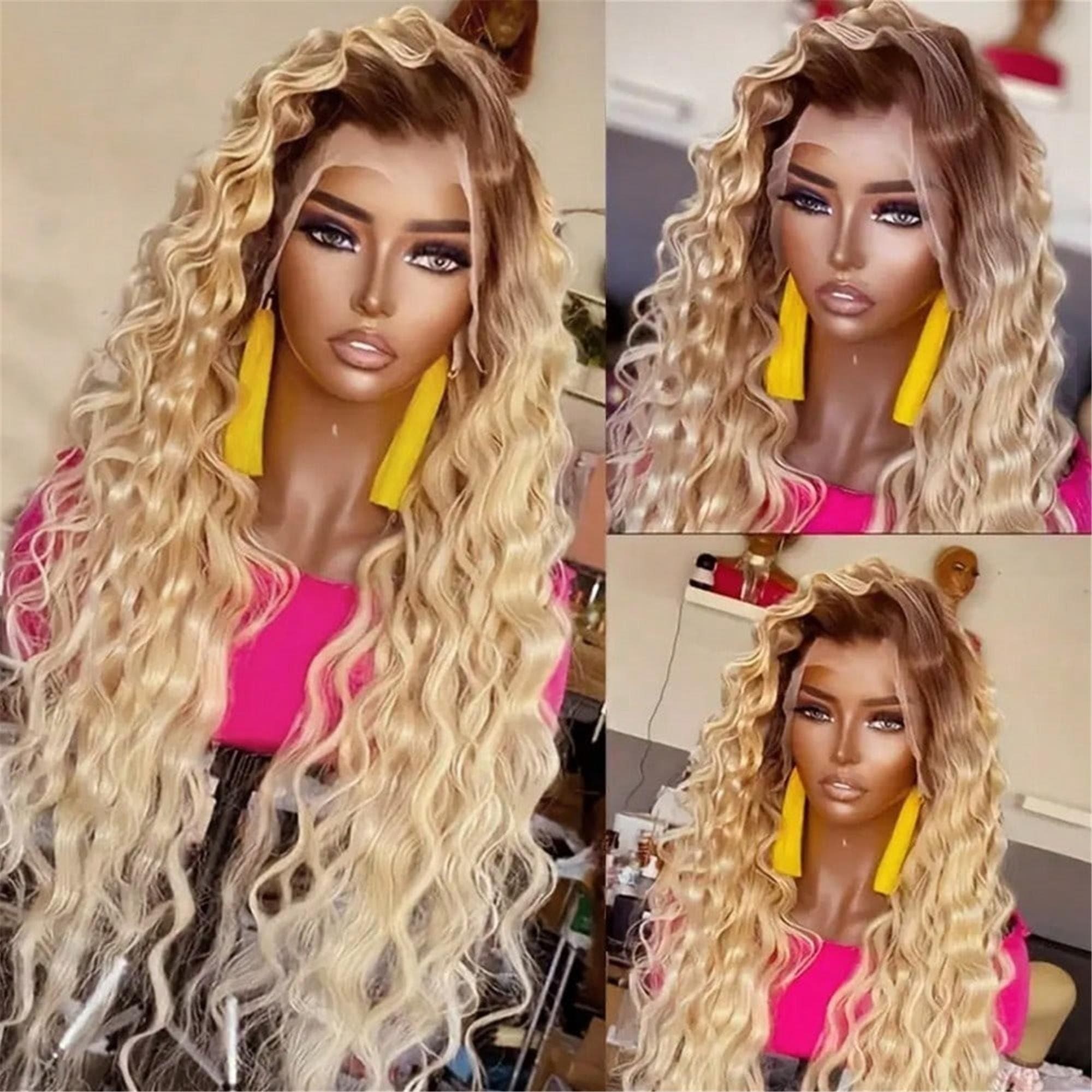 13x4 HD Free Part Lace Front Wig Glueless with Hair - Ombre Ash Blonde to Darker Blonde/ Balayage - Thumbnail 2