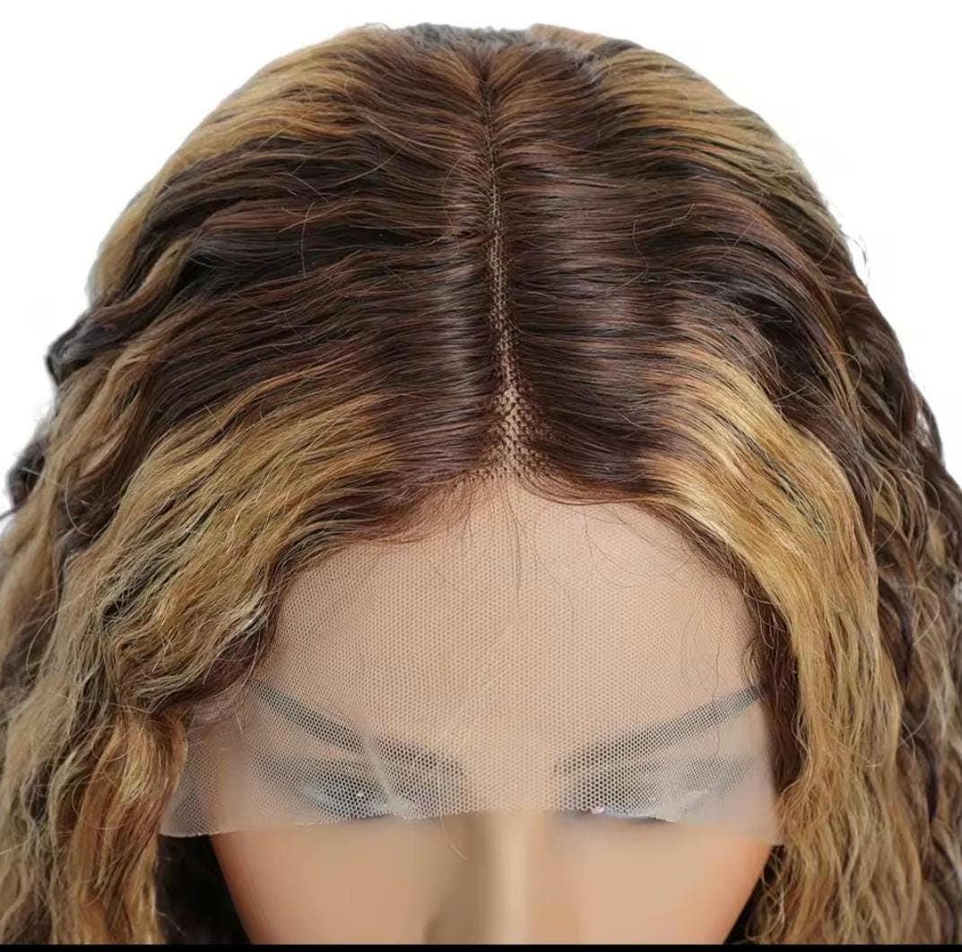 Glueless Pre-Plucked HD 13x4 Lace Front Wig Ombre Honey Blonde to Blonde/Balayage Curly Wave Human Hair 24-26 inches!! - Thumbnail 3