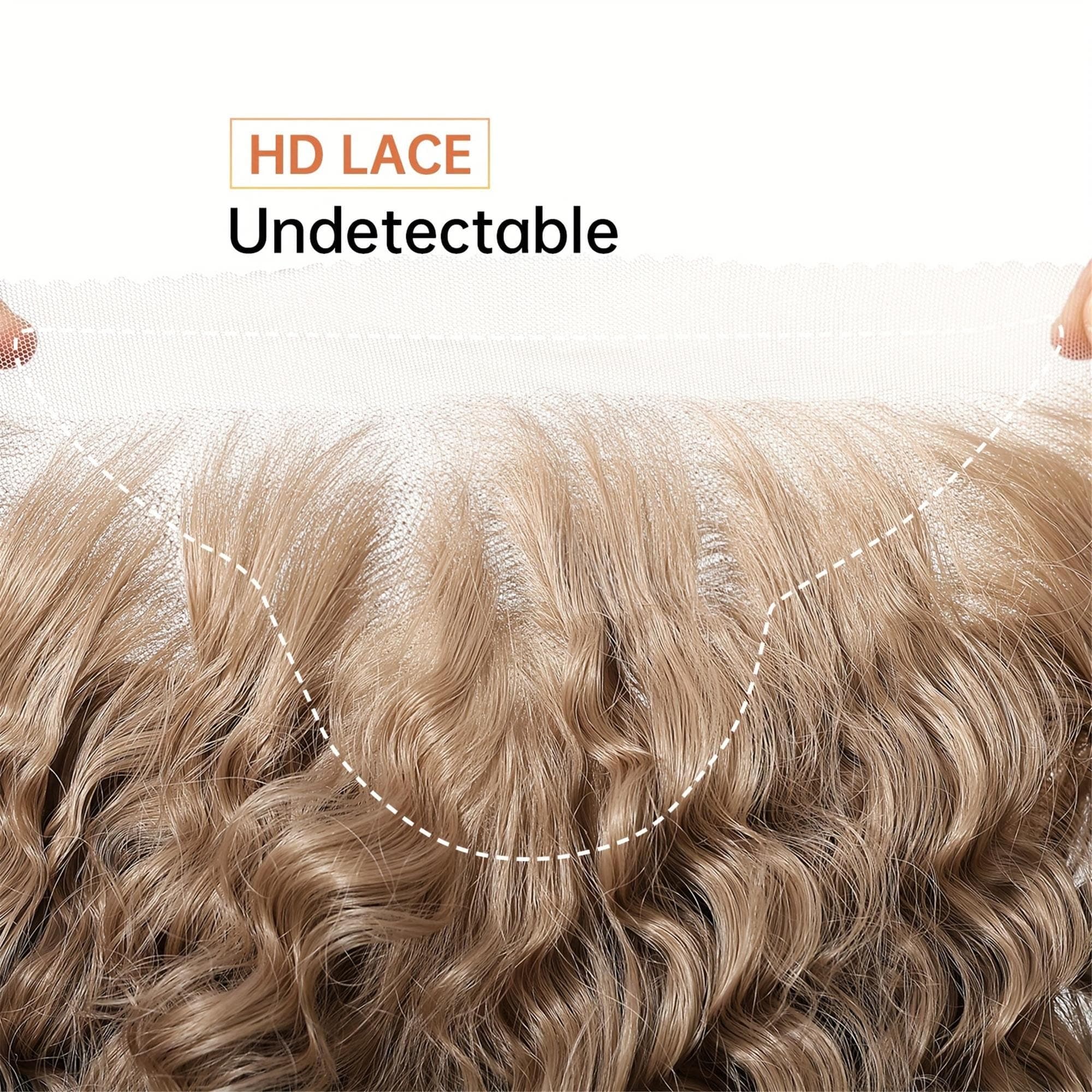 13x4 HD Transparent Lace Front Wig 22 Inch Golden Blonde Curly Wave - Glueless Pre-Plucked 150% Density Breathable - Thumbnail 7