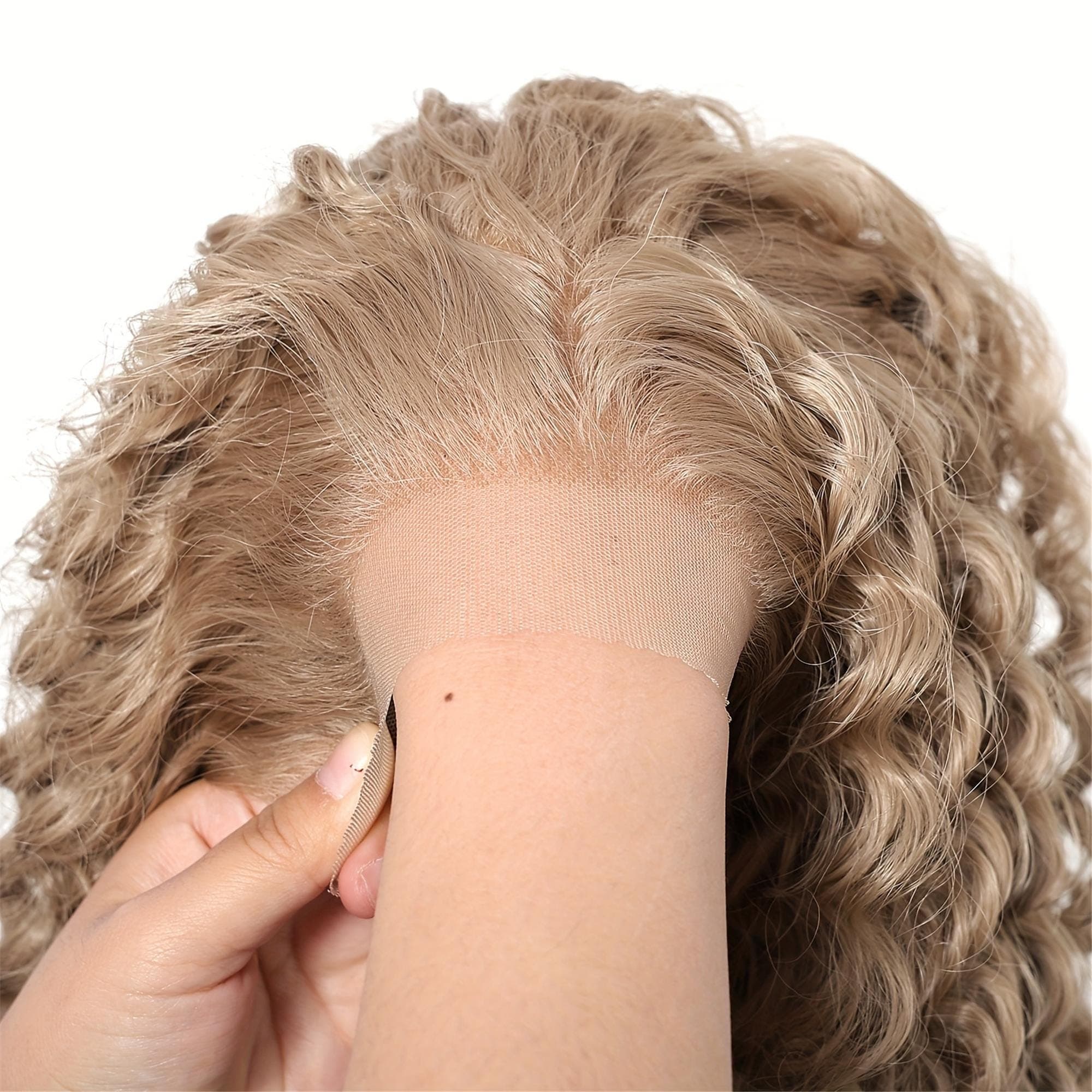 13x4 HD Transparent Lace Front Wig 22 Inch Golden Blonde Curly Wave - Glueless Pre-Plucked 150% Density Breathable - Thumbnail 3