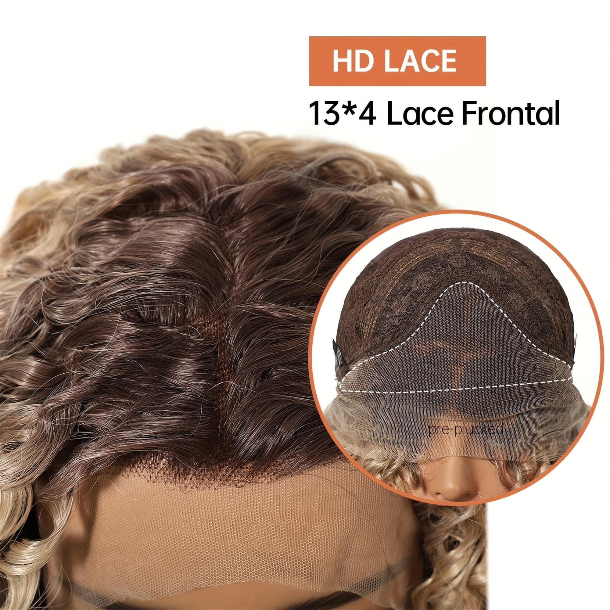 13xGlueless 4 HD Transparent Lace Front Wig with Deep Golden Curly Wave - 26Inch Pre-Plucked - Thumbnail 3
