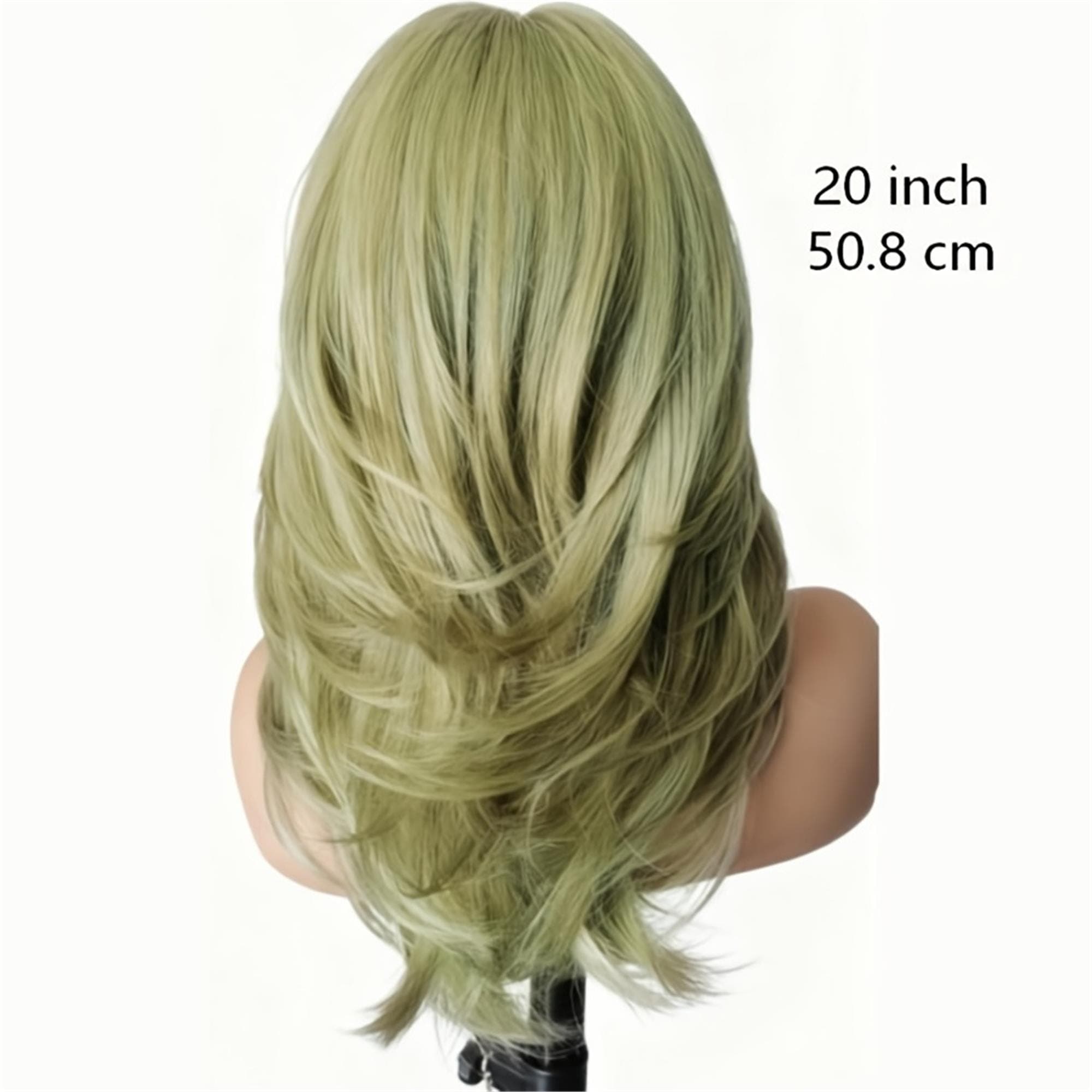 Layered Pistachio Green Wavy Wigs for Women | Charming Long Hair with -Looking Voluminous Curls - Thumbnail 3