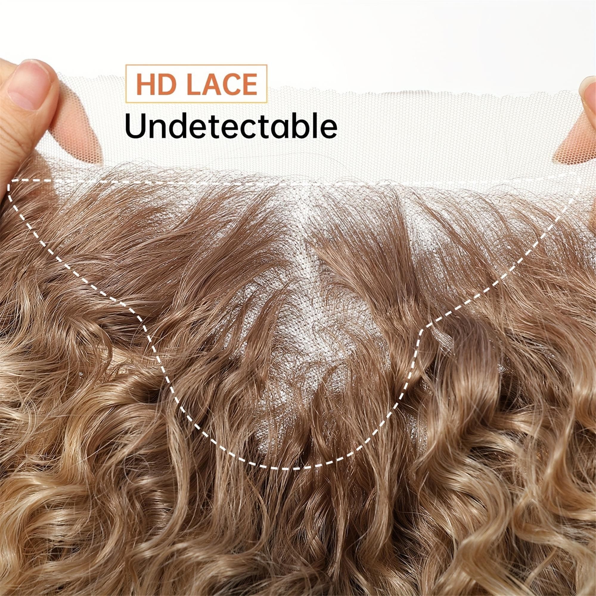 13x4 HD Transparent Lace Front Wig 30Inch Highlight Golden Color Curly Wave Pre Plucked - Thumbnail 8