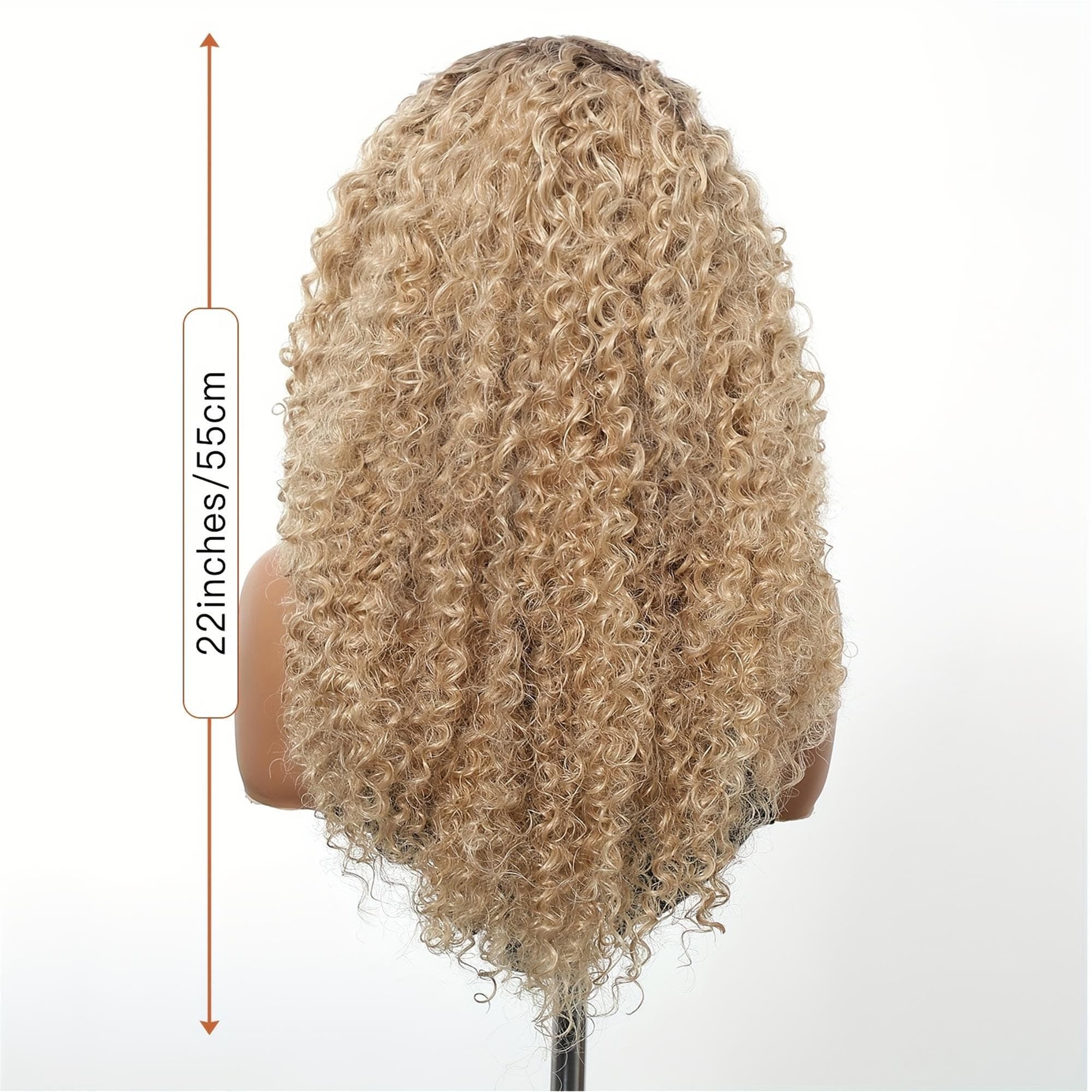 13x4 HD Transparent Lace Front Wig 30Inch Highlight Golden Color Curly Wave Pre Plucked - Thumbnail 7