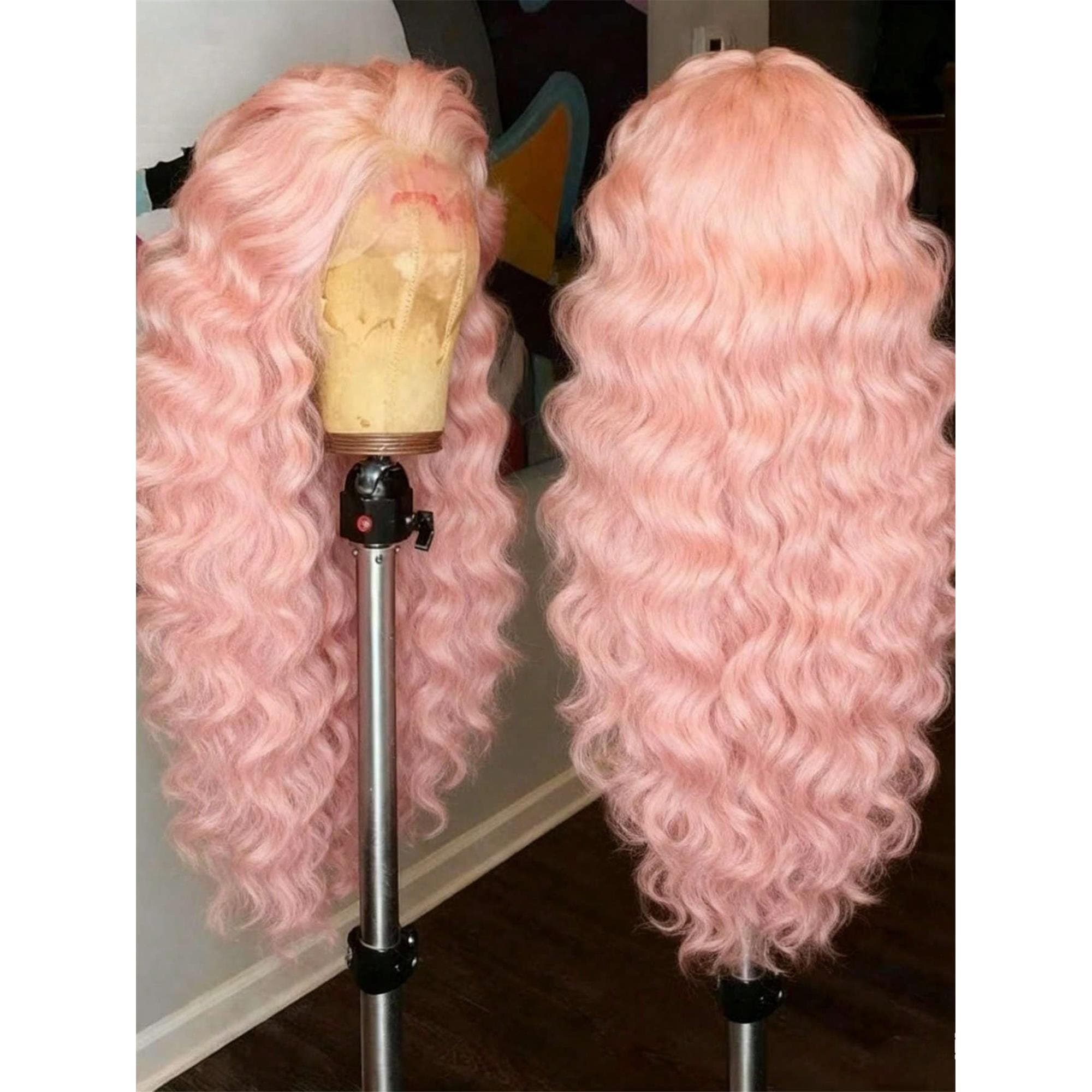 Light Pink 250 Density Put On And Go Glueless Wigs 13X4 HD Lace Frontal Deep Wave Virgin Human Hair Pre Plucked 22-24inches!! - Thumbnail 5