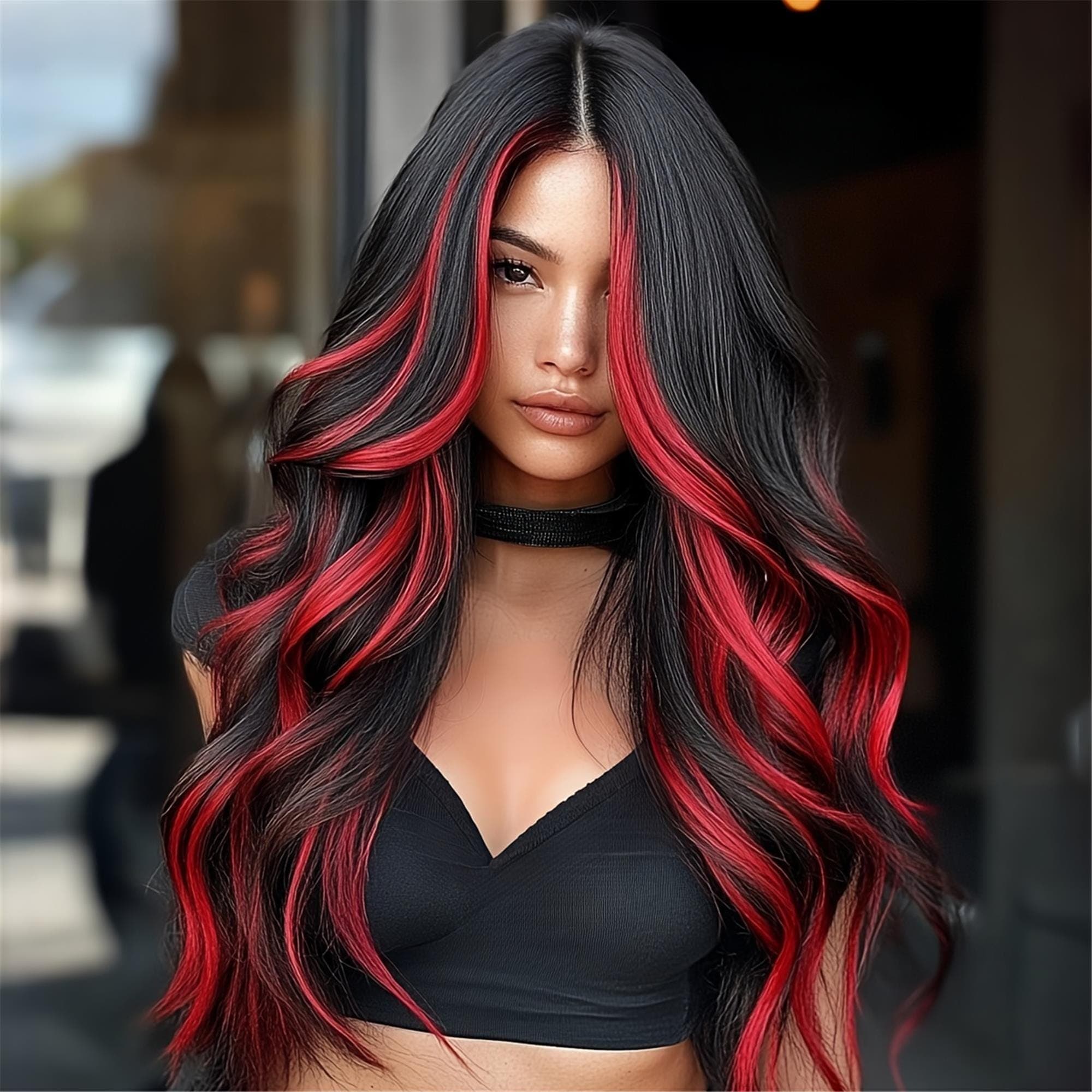 Black Red Beauty Wig