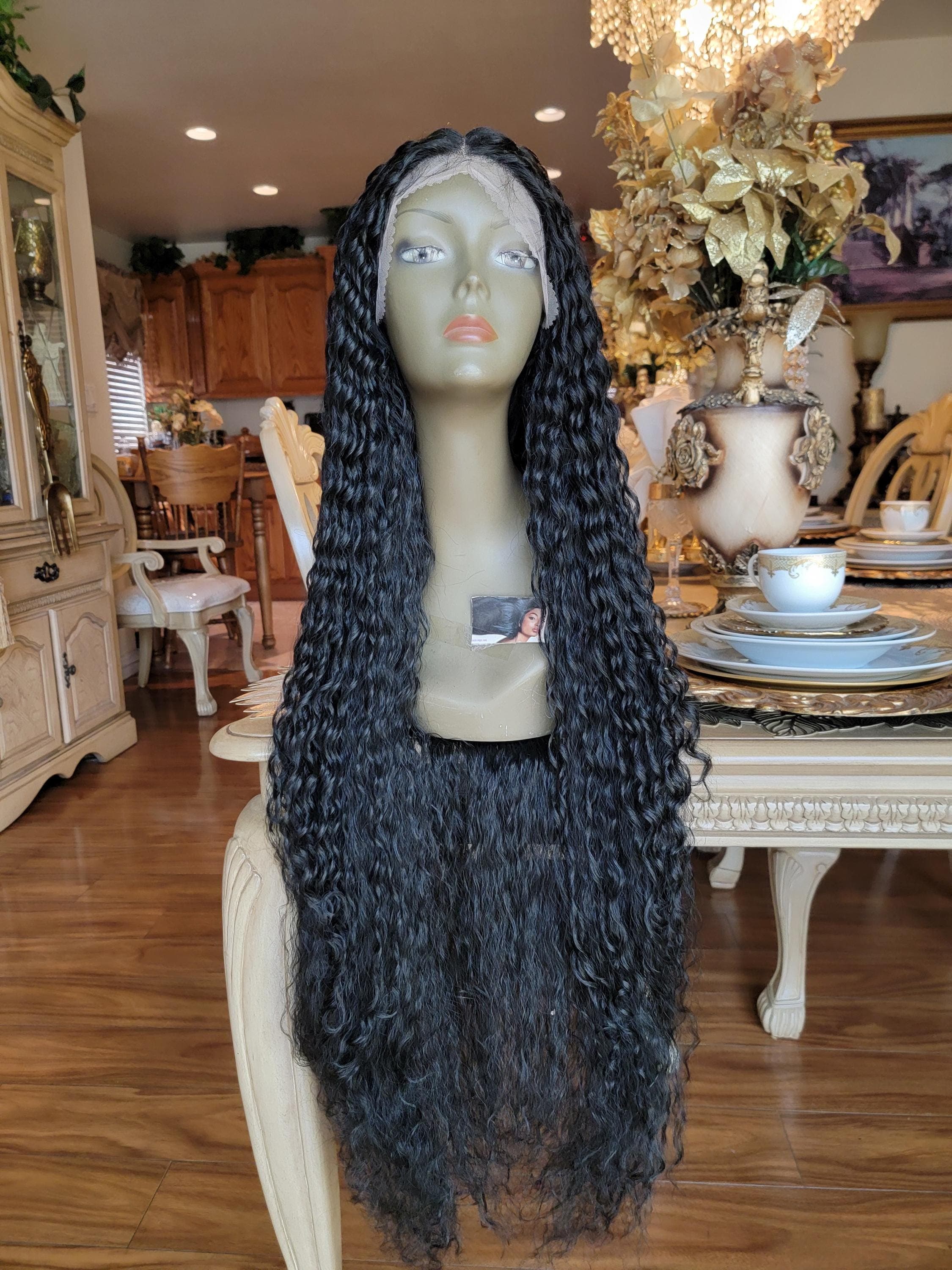 Black Kinky Curly Beauty Lace Front Wig 36-38 inches!! - Thumbnail 4