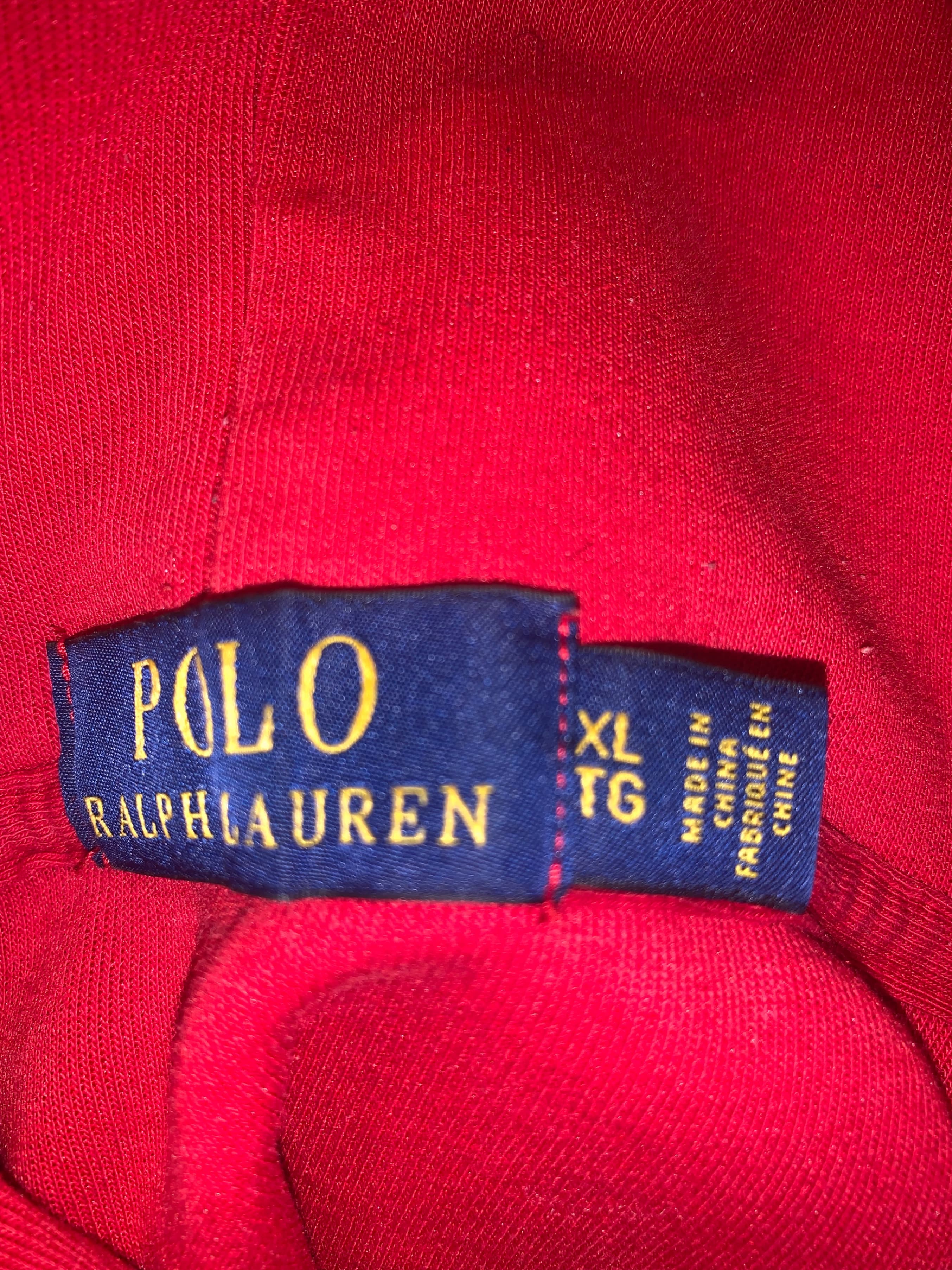 Polo Ralph Lauren Red Hoodie Sweatshirt Size XL - Thumbnail 4