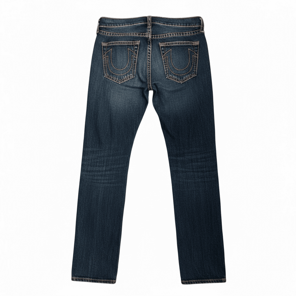 True Religion Men’s Bootcut Jeans with Orange Stitching Sz 38 - Thumbnail 3