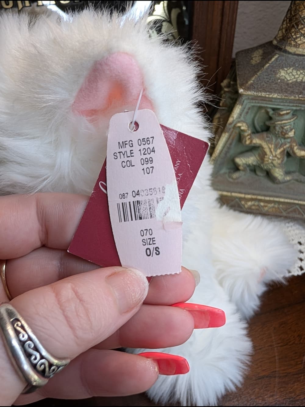 Lola 2001 Victoria's Secret Plush White Fluffy Puppy Dog With Bow By Gund - Thumbnail 5