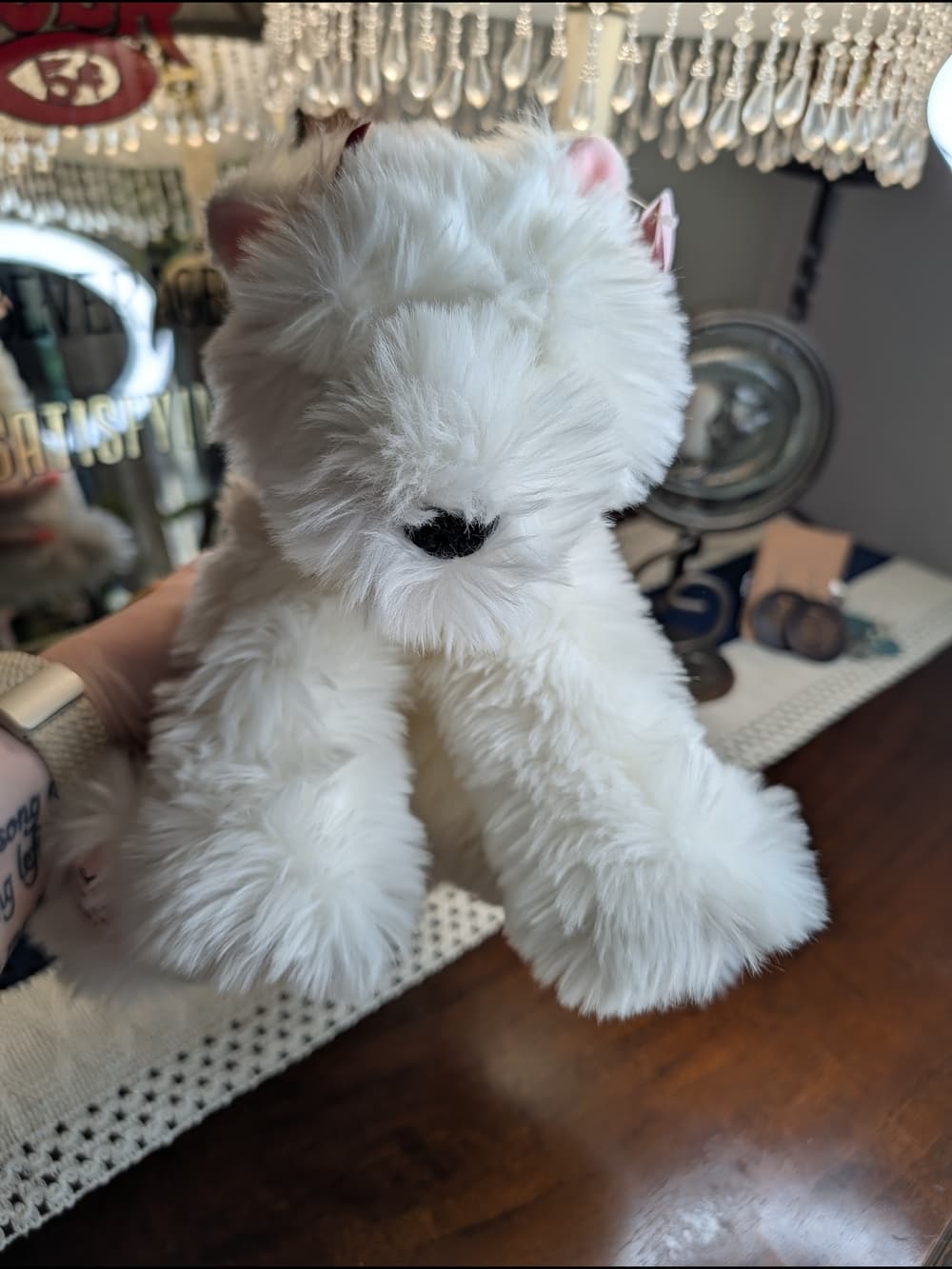 Lola 2001 Victoria's Secret Plush White Fluffy Puppy Dog With Bow By Gund - Thumbnail 9