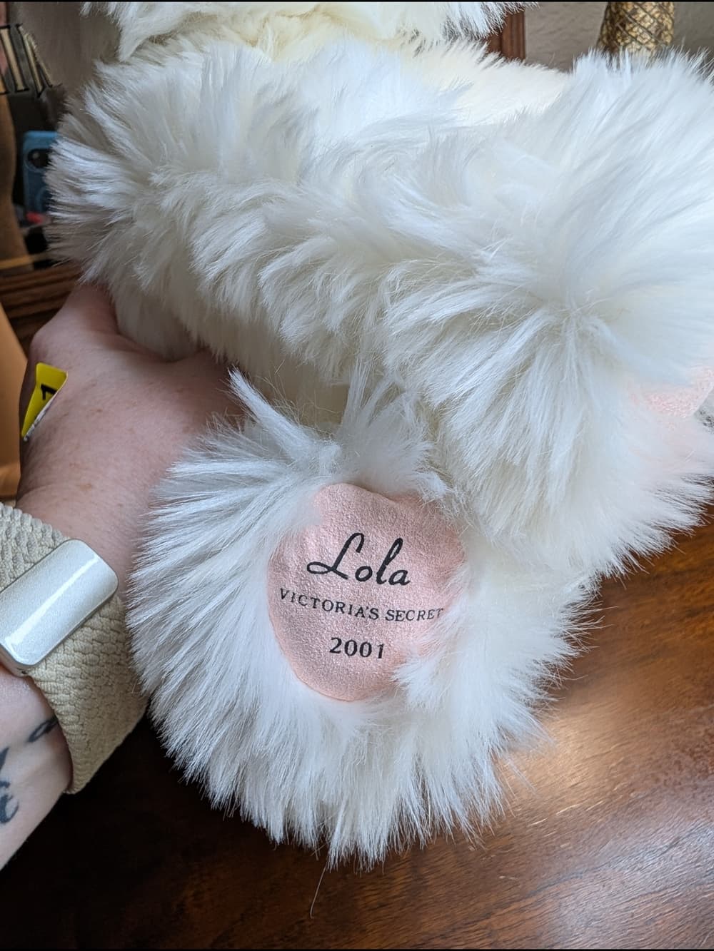 Lola 2001 Victoria's Secret Plush White Fluffy Puppy Dog With Bow By Gund - Thumbnail 8