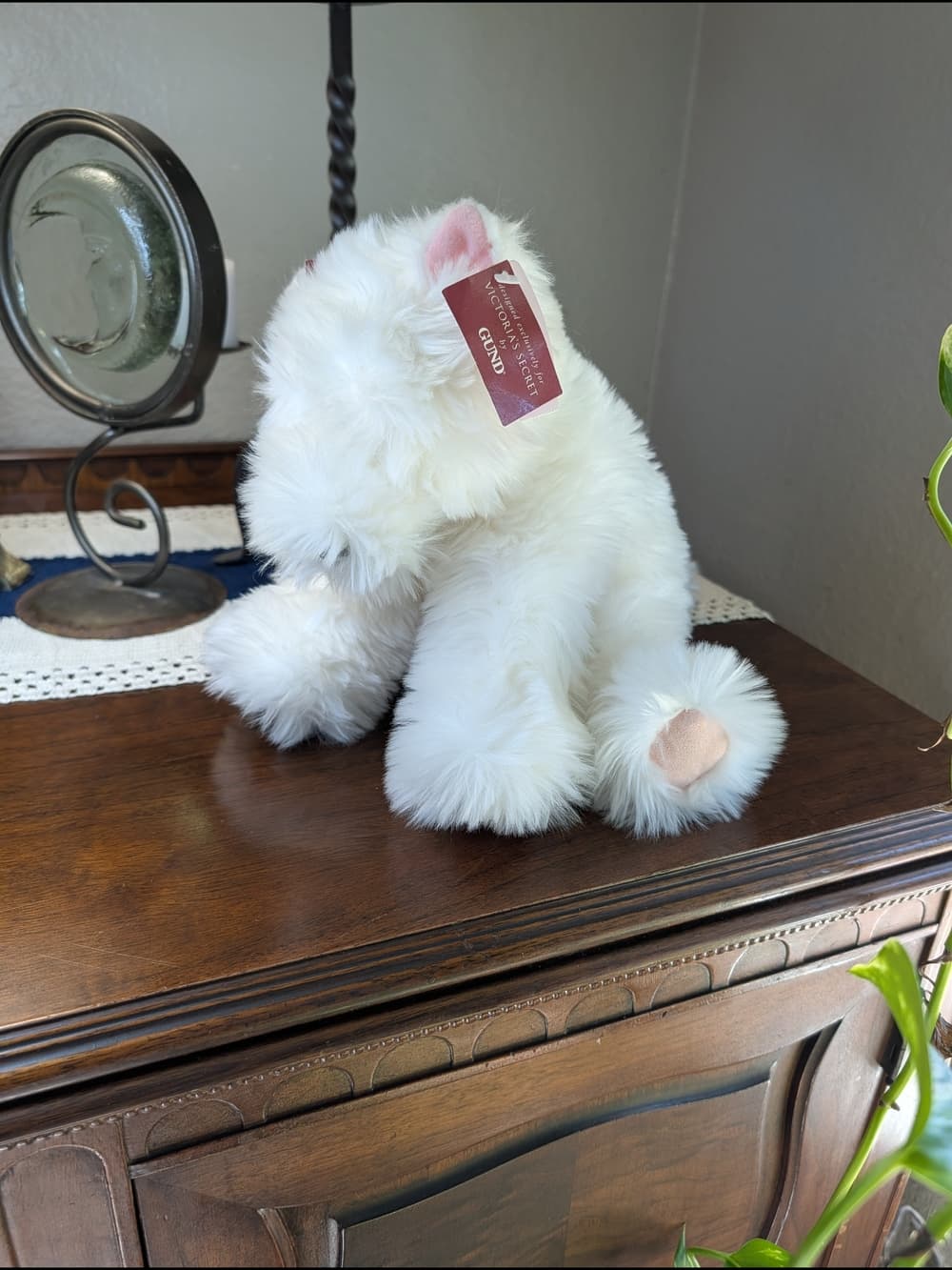 Lola 2001 Victoria's Secret Plush White Fluffy Puppy Dog With Bow By Gund - Thumbnail 14