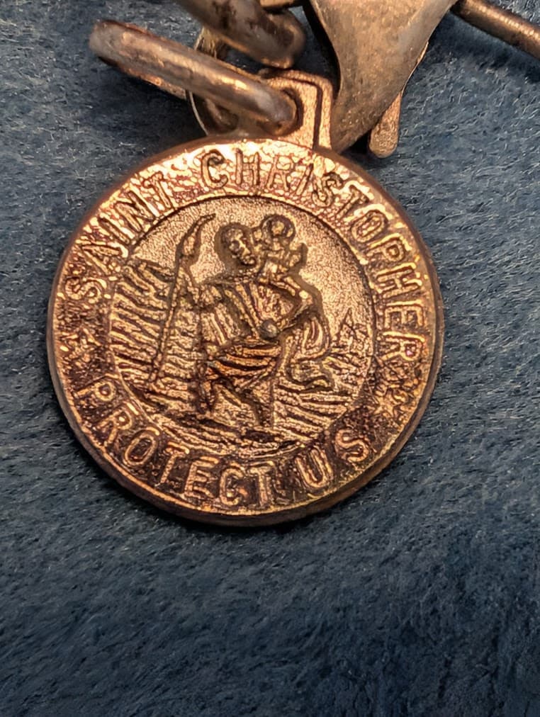 925 Italian Sterling Silver 2.27g 20in Chain & St Christopher Pendant "Protect Us" - Thumbnail 3