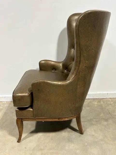 Ferguson Copeland LTD Leather Metallic Wing Back Chair - Thumbnail 2