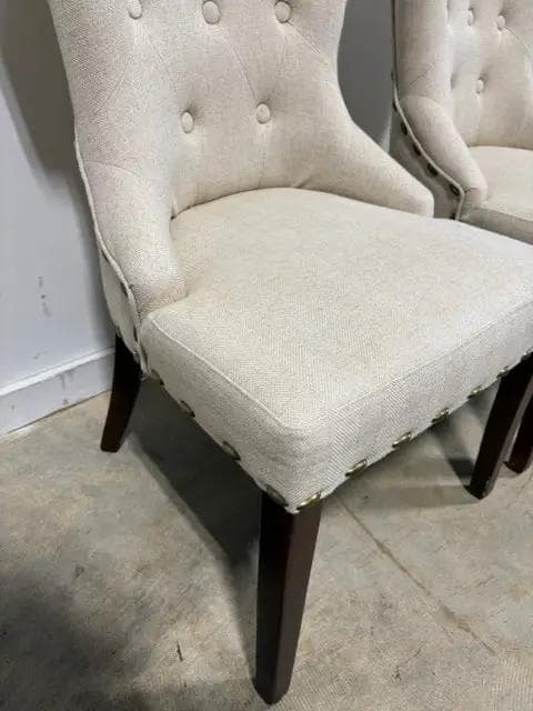 Set Of 2 Pier 1 Khaki Chevron Wing Back Dining Chairs - Thumbnail 3