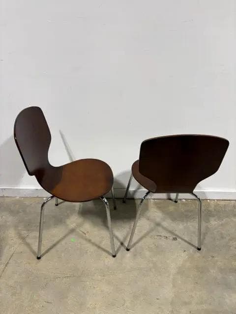 Set Of 2 Pottery Barn Morrow Wooden Dining Chairs With Metal Base - Thumbnail 2