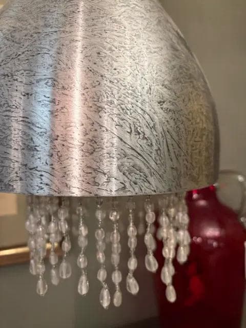 Textured Metal Pendant Light With Beads - Thumbnail 2