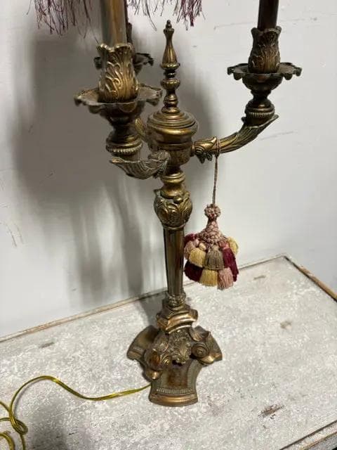 3 Tier Metal Lamp With Red And Cream Shades - Thumbnail 2