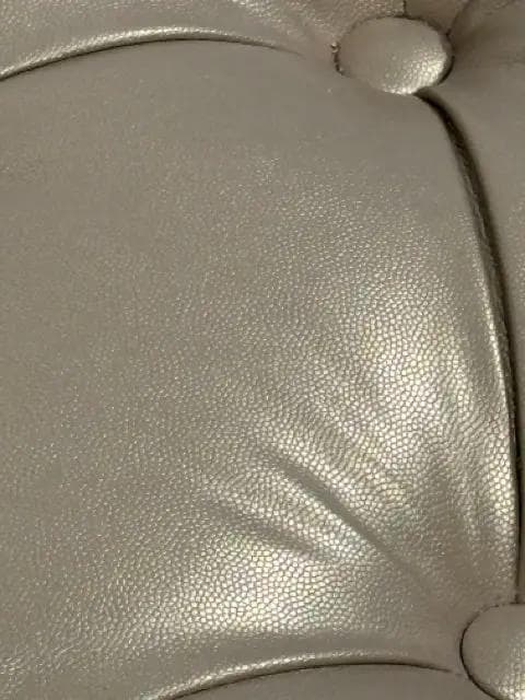 Gold Faux Leather Oval Tufted Ottoman - Thumbnail 4