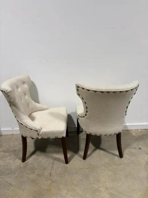 Set Of 2 Pier 1 Khaki Chevron Wing Back Dining Chairs - Thumbnail 2