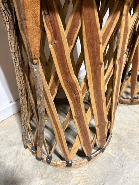 Set Of 2 Mexican Equipale Leather Bar Stools - Thumbnail 2