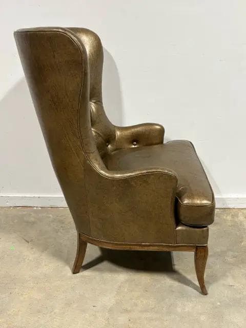 Ferguson Copeland LTD Leather Metallic Wing Back Chair - Thumbnail 3