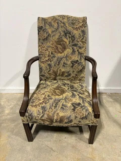 Michael Thomas Furniture Tan And Blue Floral Arm Chair