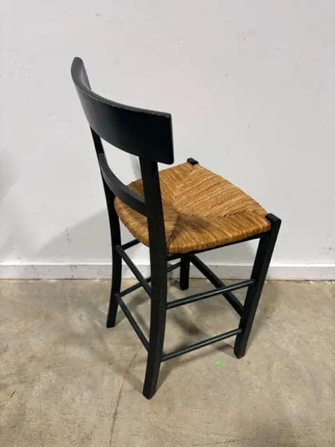 Green Wooden Barstool With Rattan Seat - Thumbnail 2