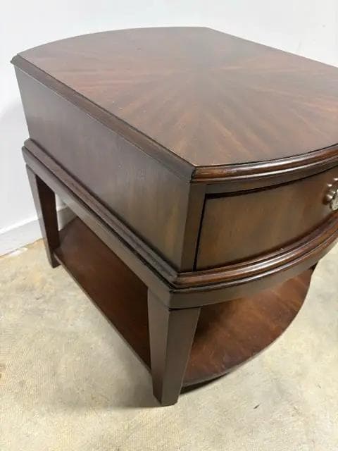 Wooden End Table With One Drawer, Shelf And Tray - Thumbnail 2