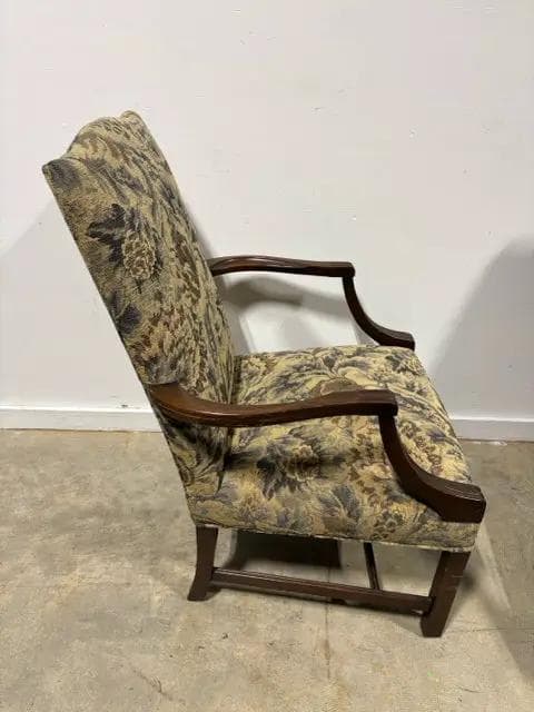 Michael Thomas Furniture Tan And Blue Floral Arm Chair - Thumbnail 2