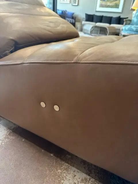 Arhaus Tan Leather Rowland Armless Recliner With Electric Or Battery Power - Thumbnail 3