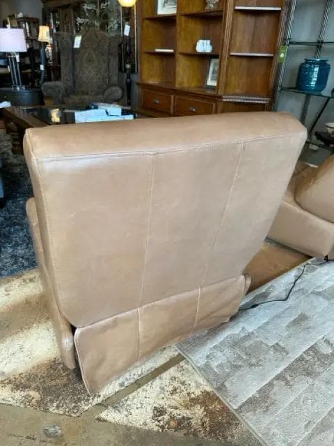 Arhaus Tan Leather Rowland Armless Recliner With Electric Or Battery Power - Thumbnail 4