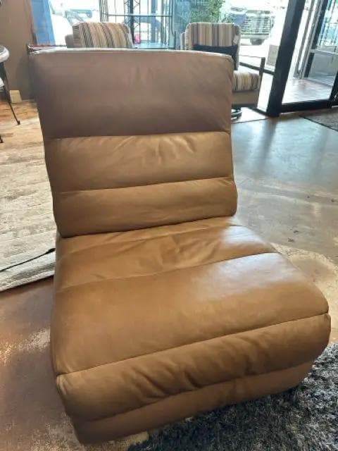 Arhaus Tan Leather Rowland Armless Recliner With Electric Or Battery Power