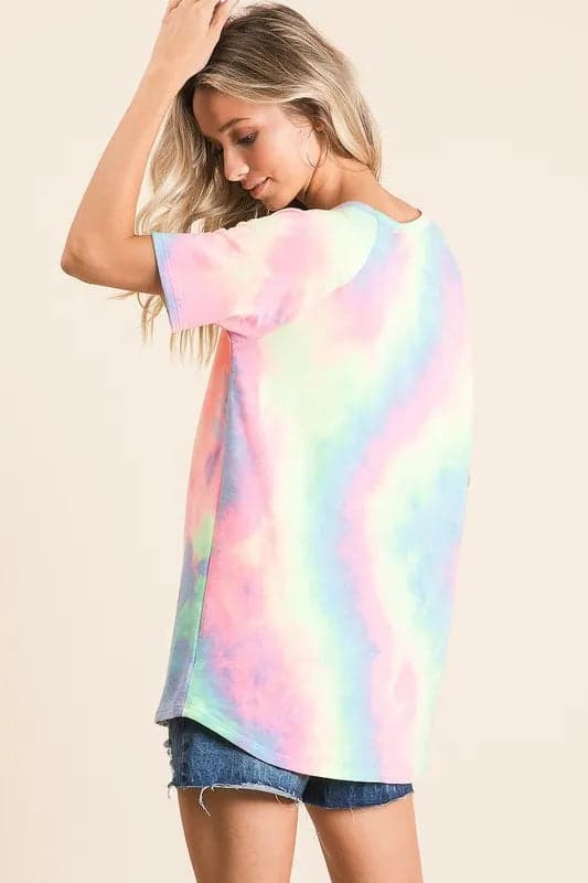 BiBi Tie Dye French Terry Print Top - PASTEL MULTI / S - Thumbnail 16