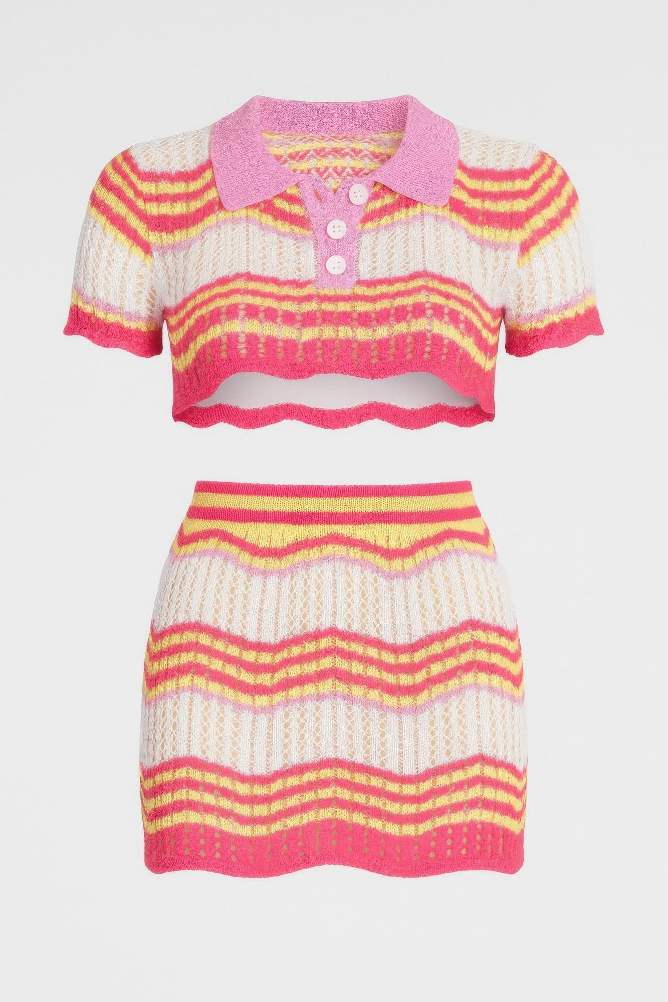 Zig Zag Crochet Two Piece Set - L - Thumbnail 2