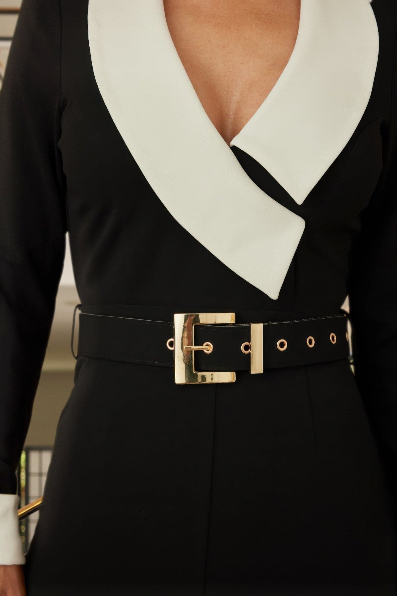 Black/white Long Sleeve Jumpsuit - L - Thumbnail 7
