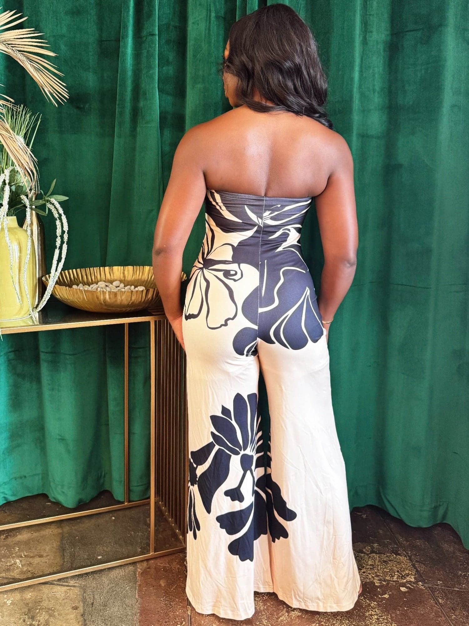 Midnight Bloom Halter Jumpsuit - M - Thumbnail 3