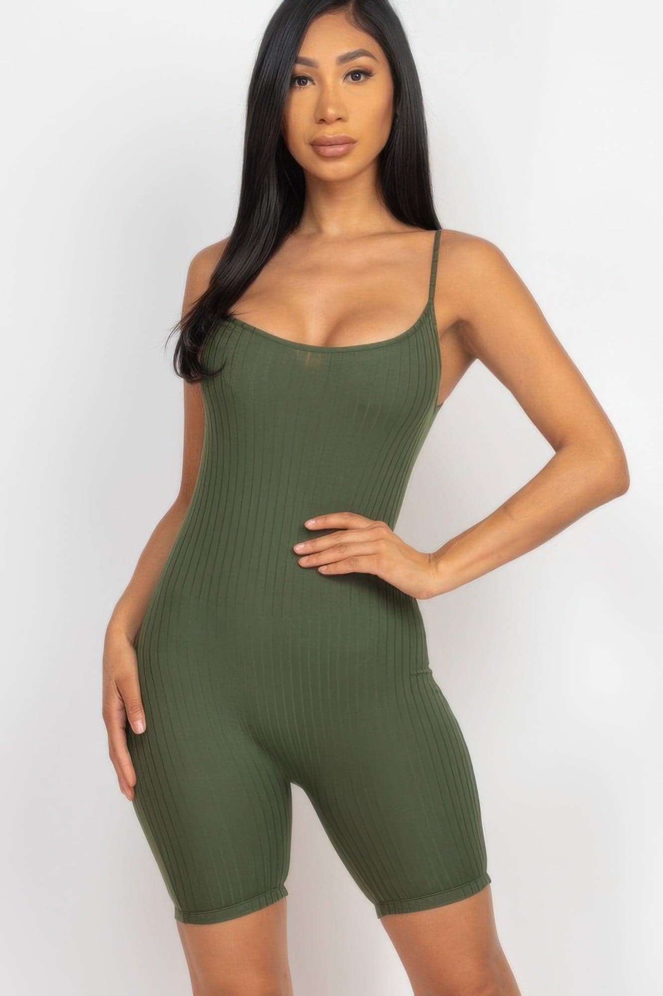 Ribbed Bodycon Romper - Orange / L - Thumbnail 9