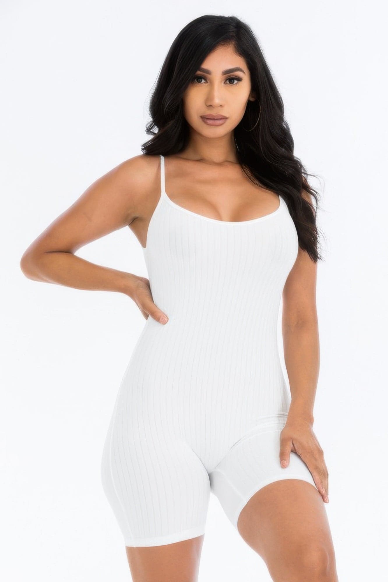 Ribbed Bodycon Romper - Olive / L - Thumbnail 11