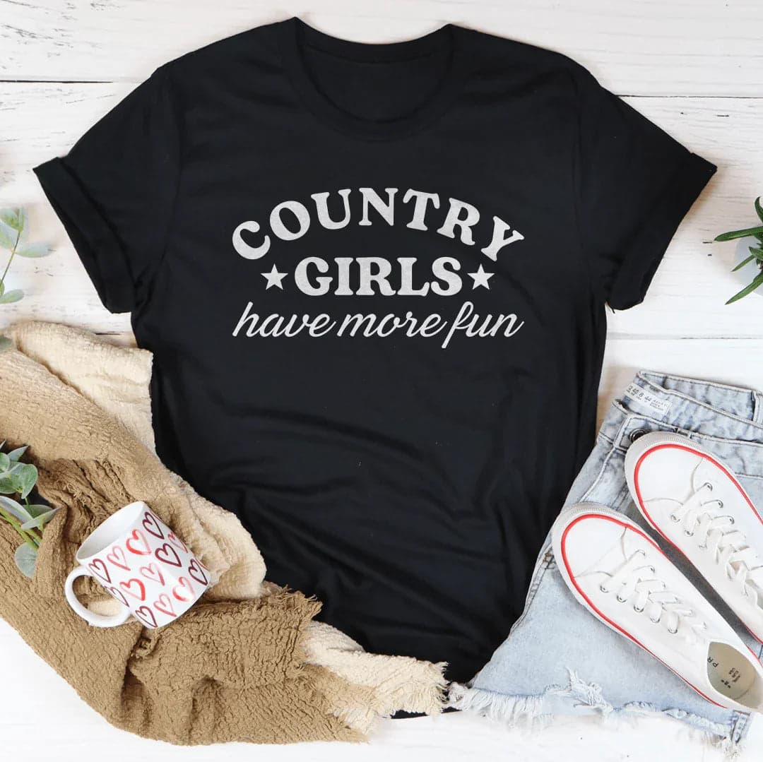 Country Girls Have More Fun Tee - Black Heather / S - Thumbnail 3