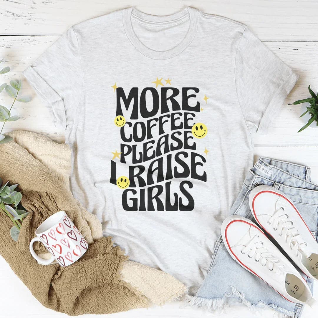 More Coffee Please I Raise Girls Tee - Black Heather / M - Thumbnail 3
