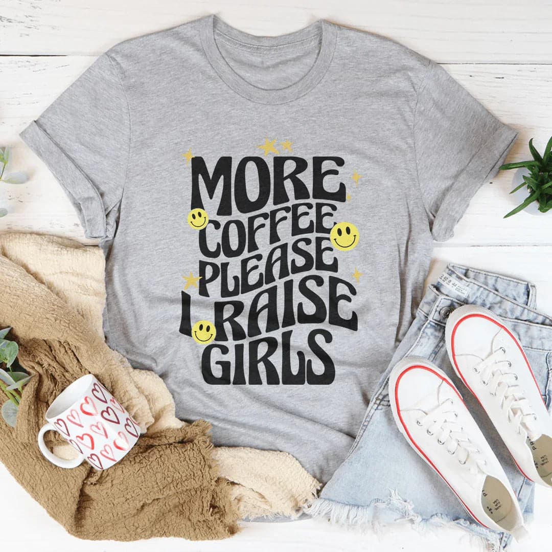 More Coffee Please I Raise Girls Tee - Black Heather / XL - Thumbnail 4